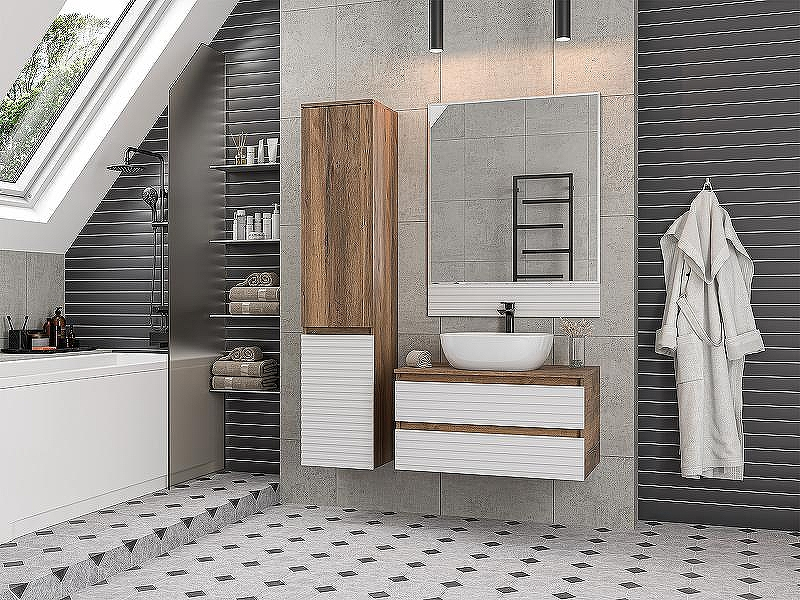 Тумба под раковину Brevita Dakota 70 DAK-09070-19/01-2Я подвесная Белая матовая Дуб Галифакс олово, купить, цена, заказать, магазин, доставка, скидка, промокод, купить, цена, заказать, магазин, доставка, скидка, промокод