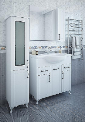 Зеркало со шкафом Sanflor Глория 85 R С000005689 Белое