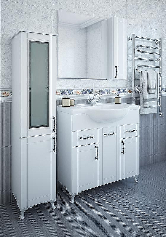 Зеркало со шкафом Sanflor Глория 85 R С000005689 Белое, купить, цена, заказать, магазин, доставка, скидка, промокод, купить, цена, заказать, магазин, доставка, скидка, промокод