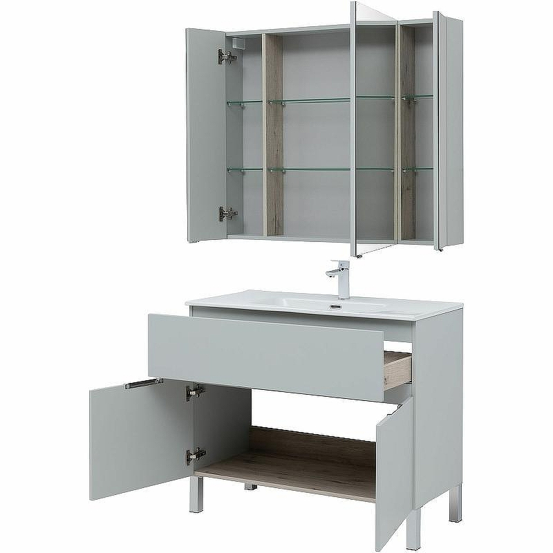 Комплект мебели для ванной Aquanet Алвита New 100 273990 Серый матовый, купить, цена, заказать, магазин, доставка, скидка, промокод, купить, цена, заказать, магазин, доставка, скидка, промокод