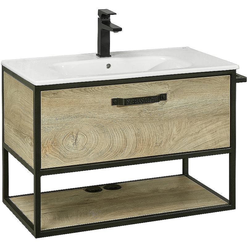 Тумба под раковину Aquaton Лофт Фабрик 80 1A242401LTDU0 подвесная Дуб эндгрейн, купить, цена, заказать, магазин, доставка, скидка, промокод, купить, цена, заказать, магазин, доставка, скидка, промокод