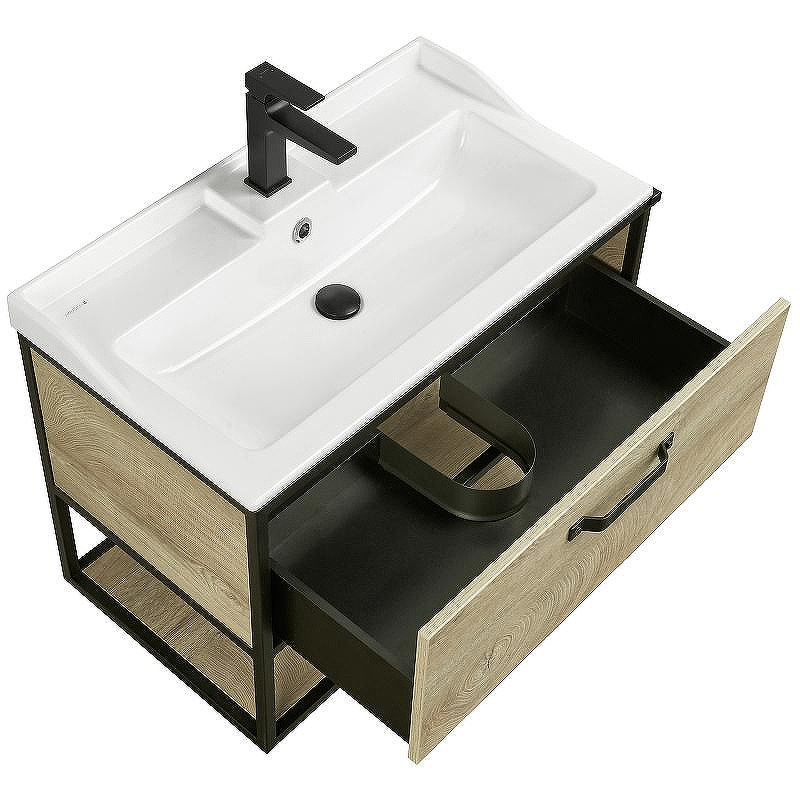 Тумба под раковину Aquaton Лофт Фабрик 80 1A242401LTDU0 подвесная Дуб эндгрейн, купить, цена, заказать, магазин, доставка, скидка, промокод, купить, цена, заказать, магазин, доставка, скидка, промокод