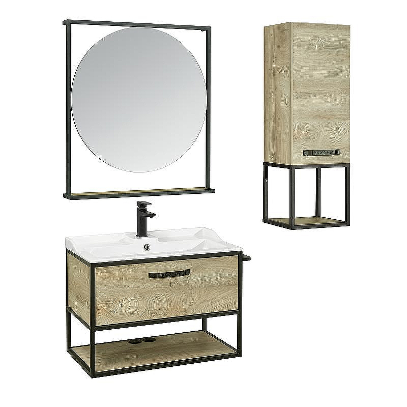 Тумба под раковину Aquaton Лофт Фабрик 80 1A242401LTDU0 подвесная Дуб эндгрейн, купить, цена, заказать, магазин, доставка, скидка, промокод, купить, цена, заказать, магазин, доставка, скидка, промокод