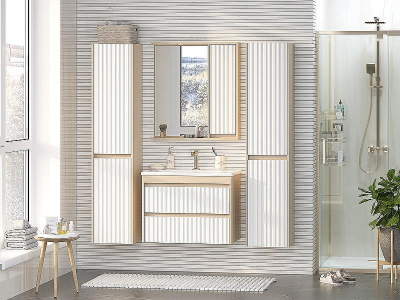 Зеркало со шкафом Brevita Balaton 75 R BAL-04075-03-01П с подсветкой Белое матовое Бежевое матовое