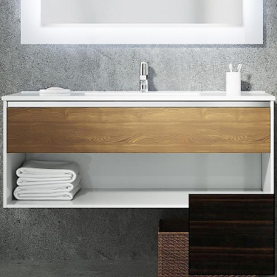 Тумба с раковиной SanVit Контур 100 kkont100 с фактурой под дерево подвесная Черное дерево