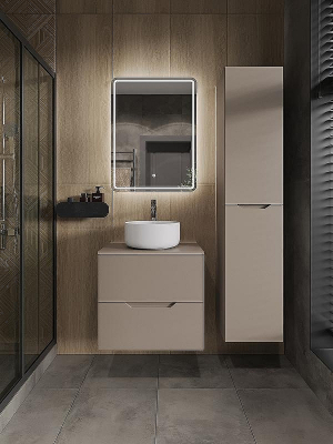 Тумба с раковиной Orange Line 60 Li-60TuLMDF+B07-345W подвесная Латте матовый