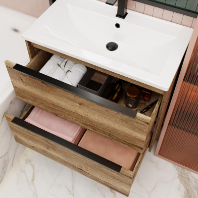 Тумба под раковину La Fenice Tesoro 80 FNC-01-TES-DGT-80-2 подвесная Дуб галифакс табак