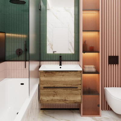 Тумба под раковину La Fenice Tesoro 80 FNC-01-TES-DGT-80-2 подвесная Дуб галифакс табак