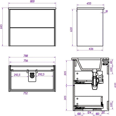 Тумба под раковину La Fenice Tesoro 80 FNC-01-TES-DGT-80-2 подвесная Дуб галифакс табак