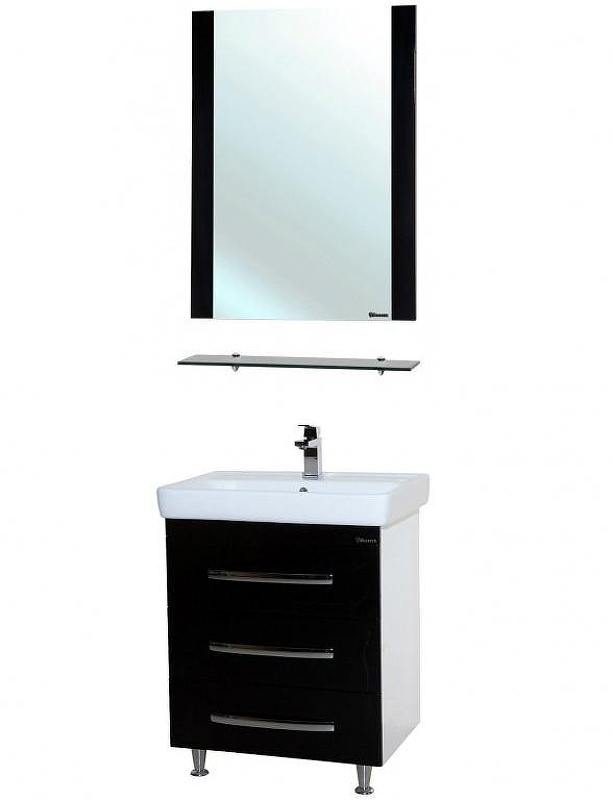 Тумба под раковину Bellezza Рокко 60 4635309660042 Черная Белая, купить, цена, заказать, магазин, доставка, скидка, промокод, купить, цена, заказать, магазин, доставка, скидка, промокод