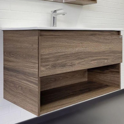 Тумба с раковиной Comforty Бордо 90 00-00019288 подвесная Дуб темно-коричневый