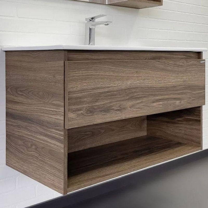 Тумба с раковиной Comforty Бордо 90 00-00019288 подвесная Дуб темно-коричневый, купить, цена, заказать, магазин, доставка, скидка, промокод, купить, цена, заказать, магазин, доставка, скидка, промокод