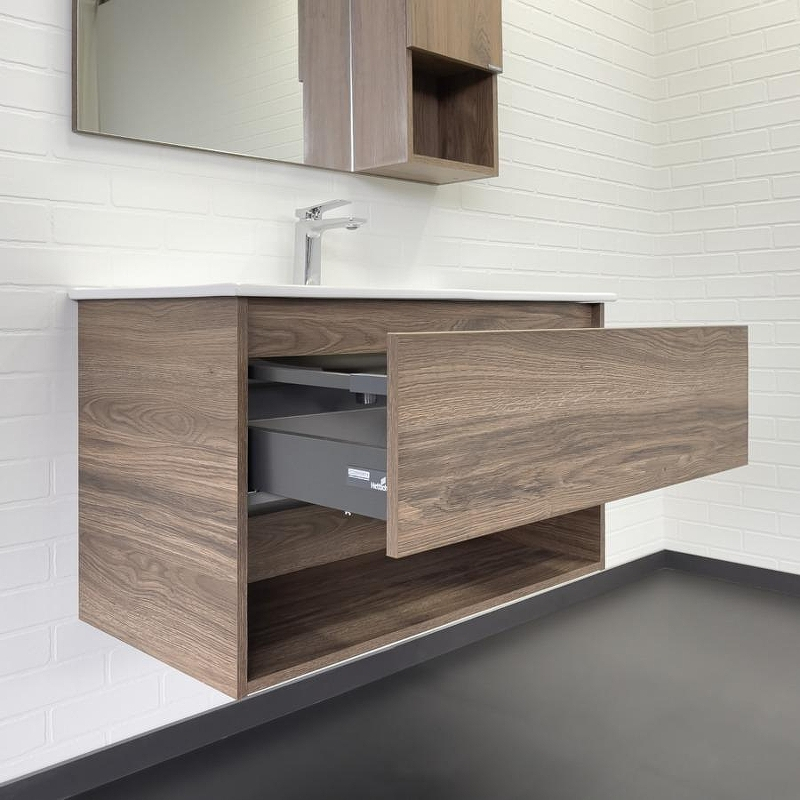 Тумба с раковиной Comforty Бордо 90 00-00019288 подвесная Дуб темно-коричневый, купить, цена, заказать, магазин, доставка, скидка, промокод, купить, цена, заказать, магазин, доставка, скидка, промокод