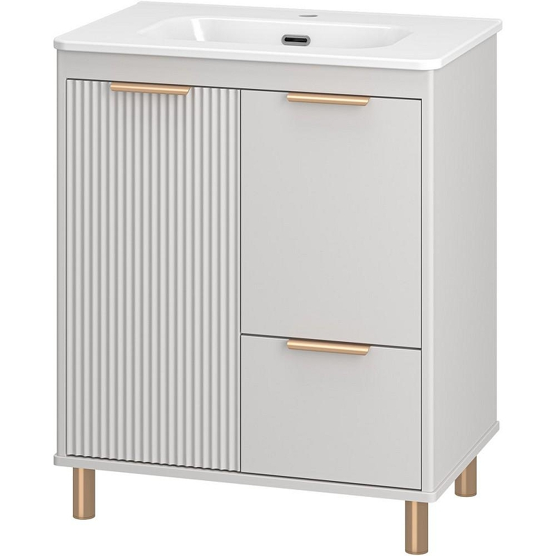 Тумба с раковиной Brevita Risacca Crema 70 УТ000025679 Серая матовая, купить, цена, заказать, магазин, доставка, скидка, промокод, купить, цена, заказать, магазин, доставка, скидка, промокод