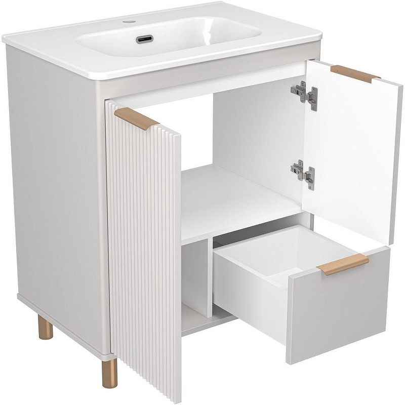 Тумба с раковиной Brevita Risacca Crema 70 УТ000025679 Серая матовая, купить, цена, заказать, магазин, доставка, скидка, промокод, купить, цена, заказать, магазин, доставка, скидка, промокод