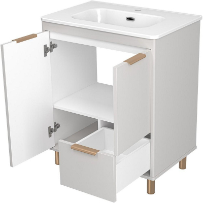 Тумба с раковиной Brevita Risacca Crema 70 УТ000025679 Серая матовая