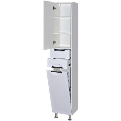 Шкаф пенал Misty Орхидея 35 L П-Жас05035-011БкЛ с бельевой корзиной Белый