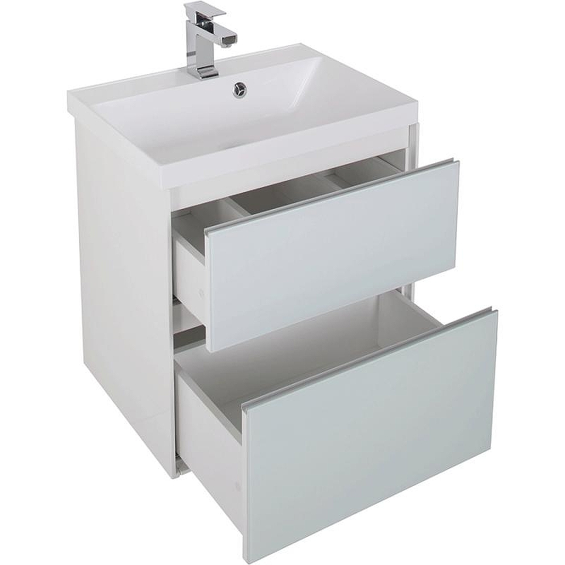 Тумба под раковину Aquanet Гласс 60 196961 подвесная Белая, купить, цена, заказать, магазин, доставка, скидка, промокод, купить, цена, заказать, магазин, доставка, скидка, промокод