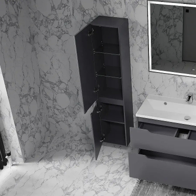 Шкаф пенал AQUAme S3 33 AQM9003GM подвесной цвет Антрацит