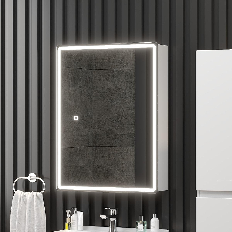 Зеркальный шкаф Onika Орби 60 206087 с подсветкой цвет Белый, купить, цена, заказать, магазин, доставка, скидка, промокод, купить, цена, заказать, магазин, доставка, скидка, промокод