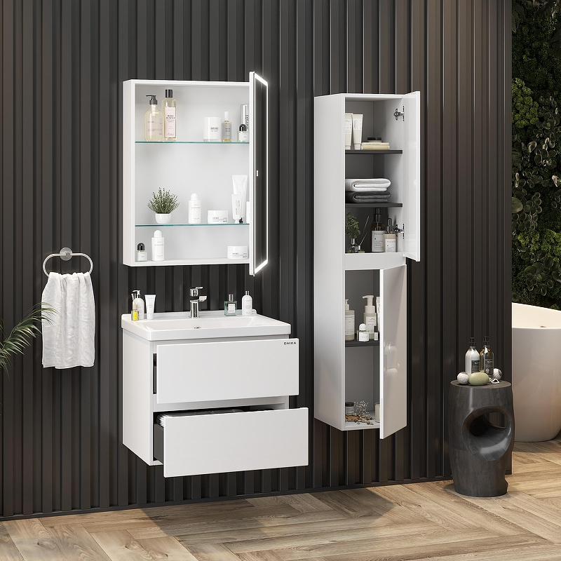 Зеркальный шкаф Onika Орби 60 206087 с подсветкой цвет Белый, купить, цена, заказать, магазин, доставка, скидка, промокод, купить, цена, заказать, магазин, доставка, скидка, промокод