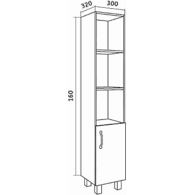 Шкаф пенал Grossman Флай 30 R 303001 Дуб сонома Белый