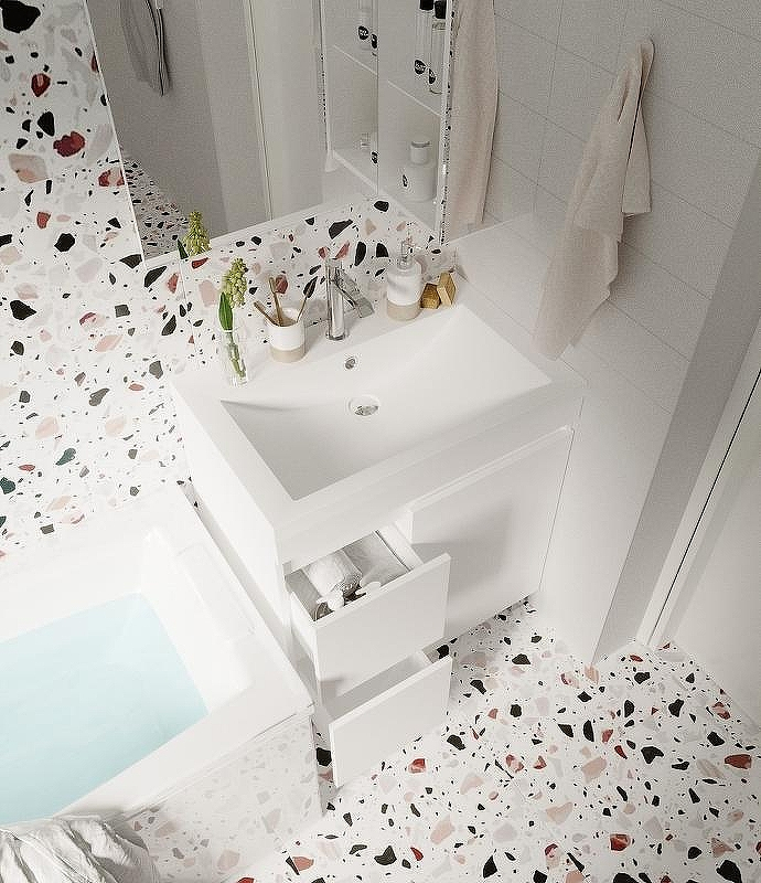 Тумба под раковину 1MarKa Cube 75Н У79532 Белый глянец, купить, цена, заказать, магазин, доставка, скидка, промокод, купить, цена, заказать, магазин, доставка, скидка, промокод