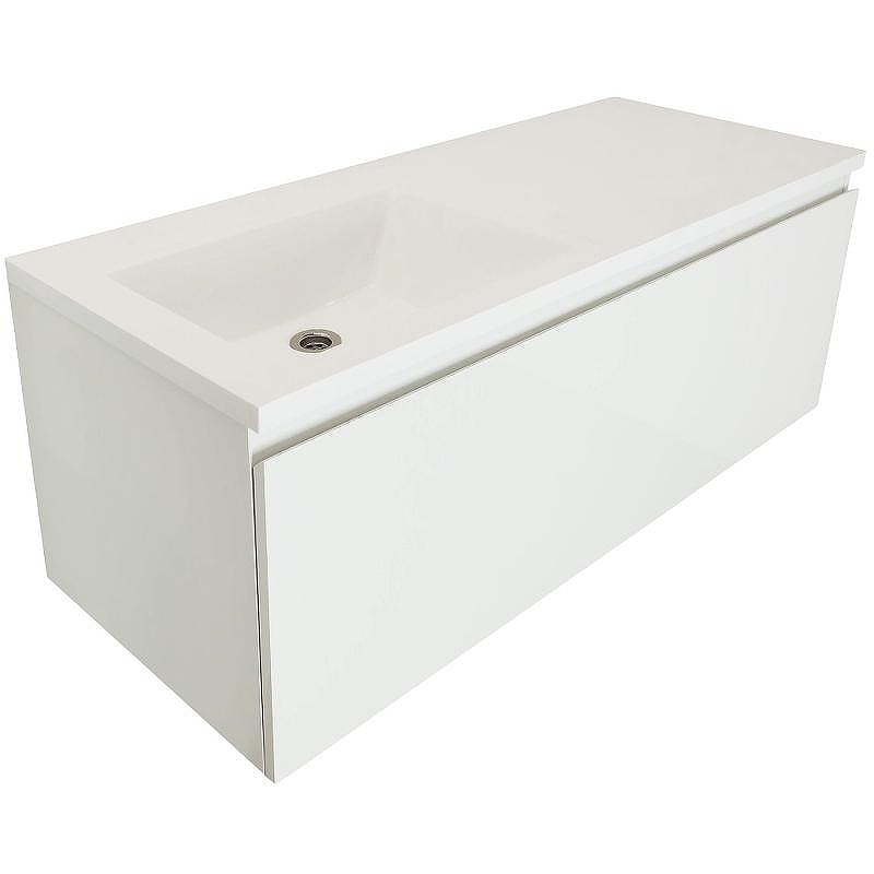 Тумба с раковиной Эстет Dallas Luxe 110 L ФР-00002022 подвесная Белая, купить, цена, заказать, магазин, доставка, скидка, промокод, купить, цена, заказать, магазин, доставка, скидка, промокод