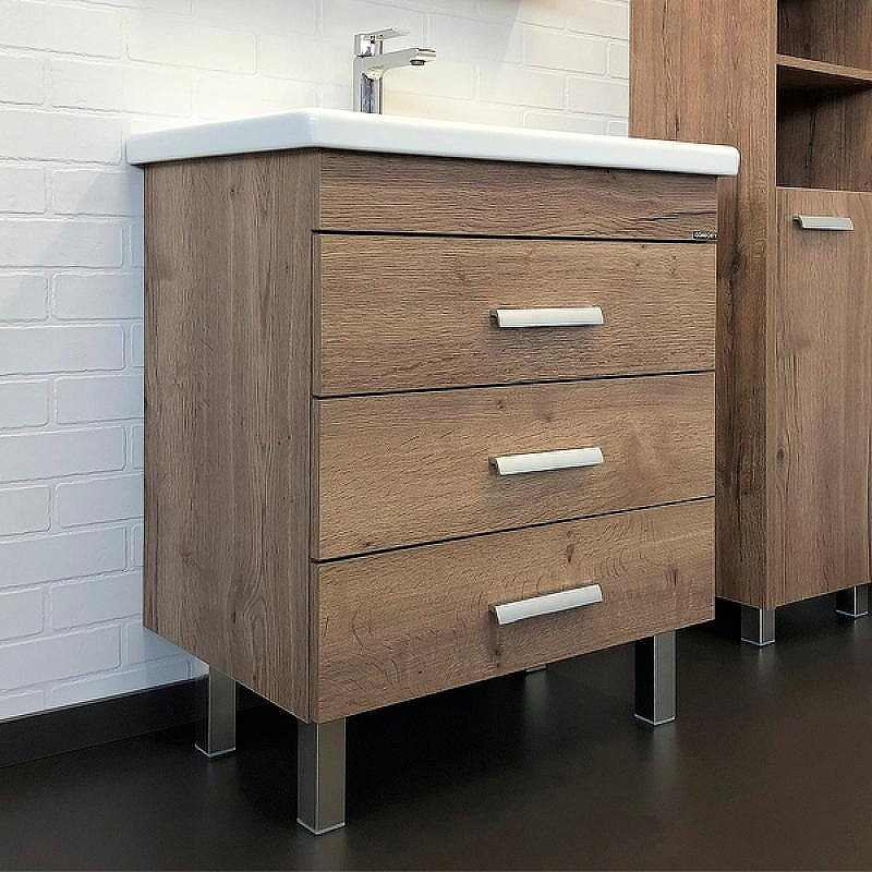 Тумба с раковиной Comforty Никосия 70H 00-00008854 Дуб темный, купить, цена, заказать, магазин, доставка, скидка, промокод, купить, цена, заказать, магазин, доставка, скидка, промокод