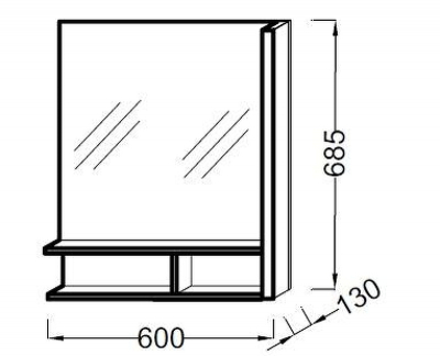 Зеркало Jacob Delafon Terrace 60 R EB1180D-NF с подсветкой Белое Древесное с сенсорным выключателем