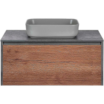 Тумба под раковину Vincea Mesa 100 VMC-2MS100TB подвесная T.Oak  Beton