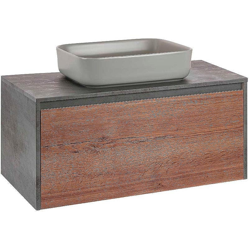 Тумба под раковину Vincea Mesa 100 VMC-2MS100TB подвесная T.Oak  Beton, купить, цена, заказать, магазин, доставка, скидка, промокод, купить, цена, заказать, магазин, доставка, скидка, промокод