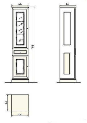 Шкаф пенал Migliore Ravenna 44 R 27074 Слоновая кость Золото