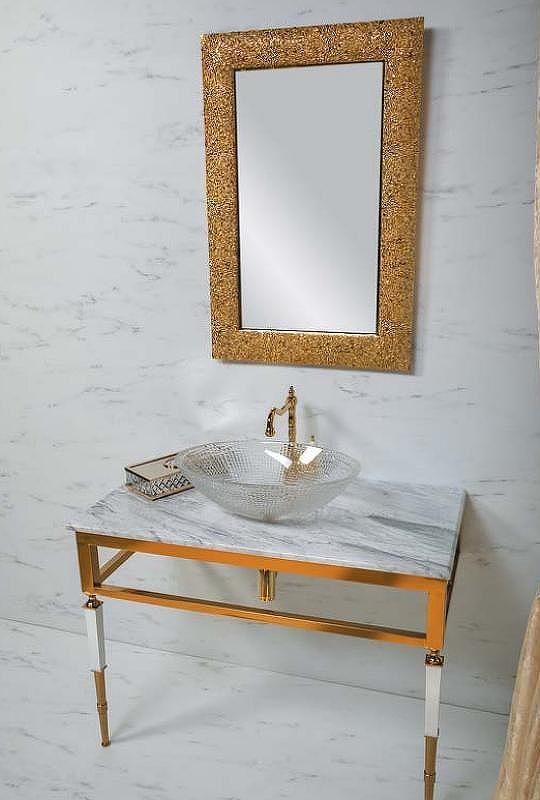 Консоль под раковину Boheme Armadi Art Vogue 100 890-G Золото Белая, купить, цена, заказать, магазин, доставка, скидка, промокод, купить, цена, заказать, магазин, доставка, скидка, промокод