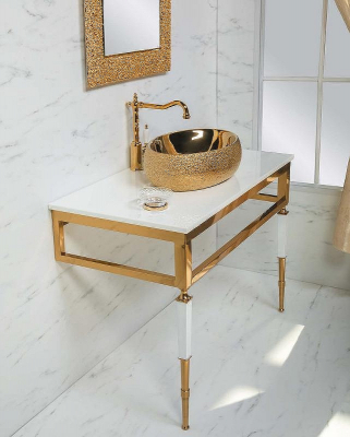 Консоль под раковину Boheme Armadi Art Vogue 100 890-G Золото Белая