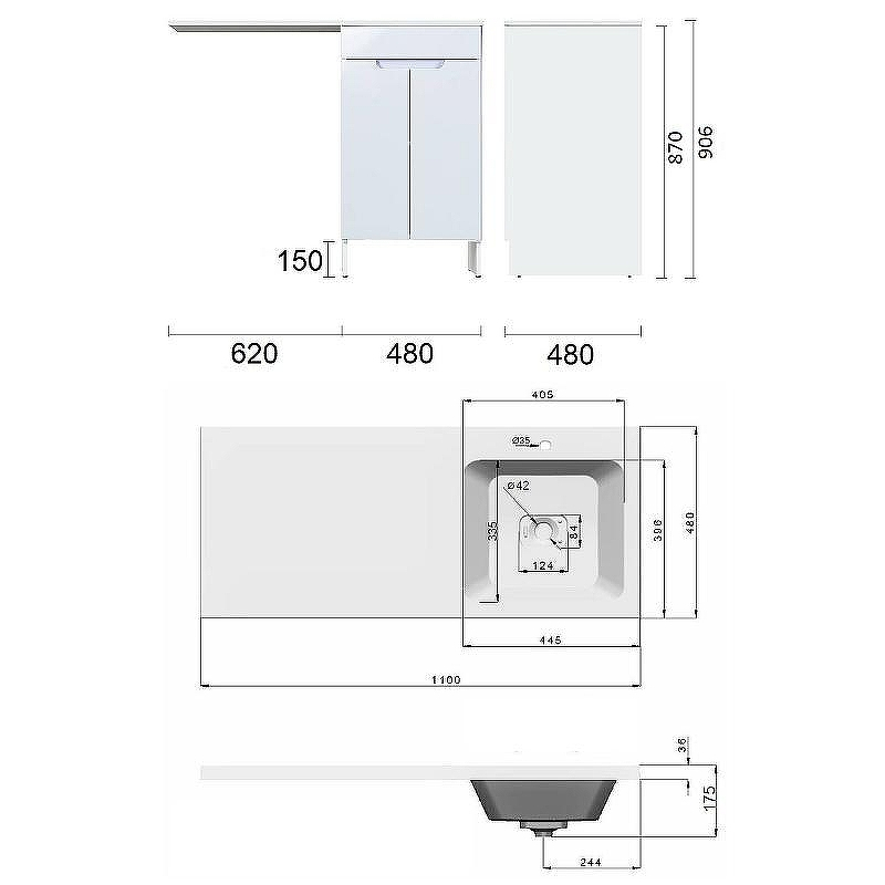 Тумба с раковиной Orange Sistema 110 R STD-110TUW+RAR Белая, купить, цена, заказать, магазин, доставка, скидка, промокод, купить, цена, заказать, магазин, доставка, скидка, промокод