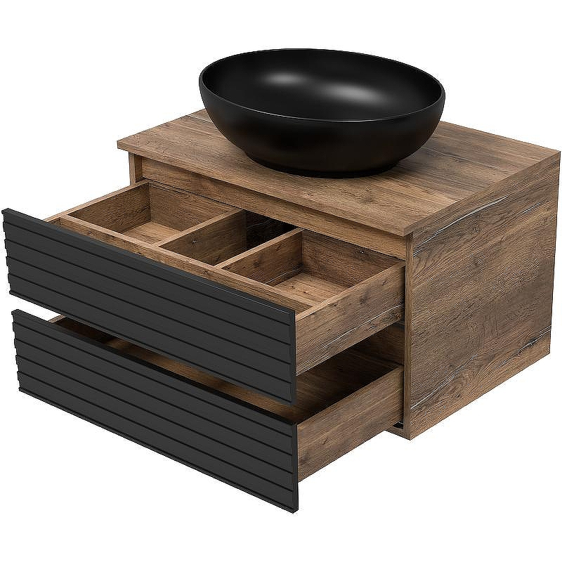 Тумба под раковину Brevita Dakota 70 DAK-09070-19/02-2Я подвесная Черный кварц Дуб Галифакс олово, купить, цена, заказать, магазин, доставка, скидка, промокод, купить, цена, заказать, магазин, доставка, скидка, промокод