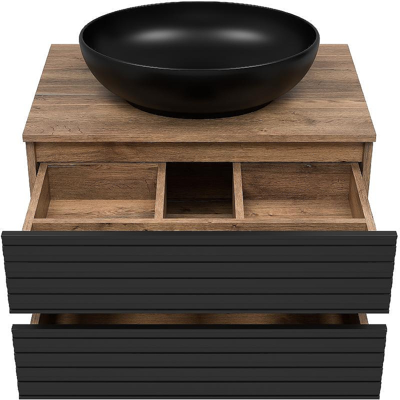 Тумба под раковину Brevita Dakota 70 DAK-09070-19/02-2Я подвесная Черный кварц Дуб Галифакс олово, купить, цена, заказать, магазин, доставка, скидка, промокод, купить, цена, заказать, магазин, доставка, скидка, промокод