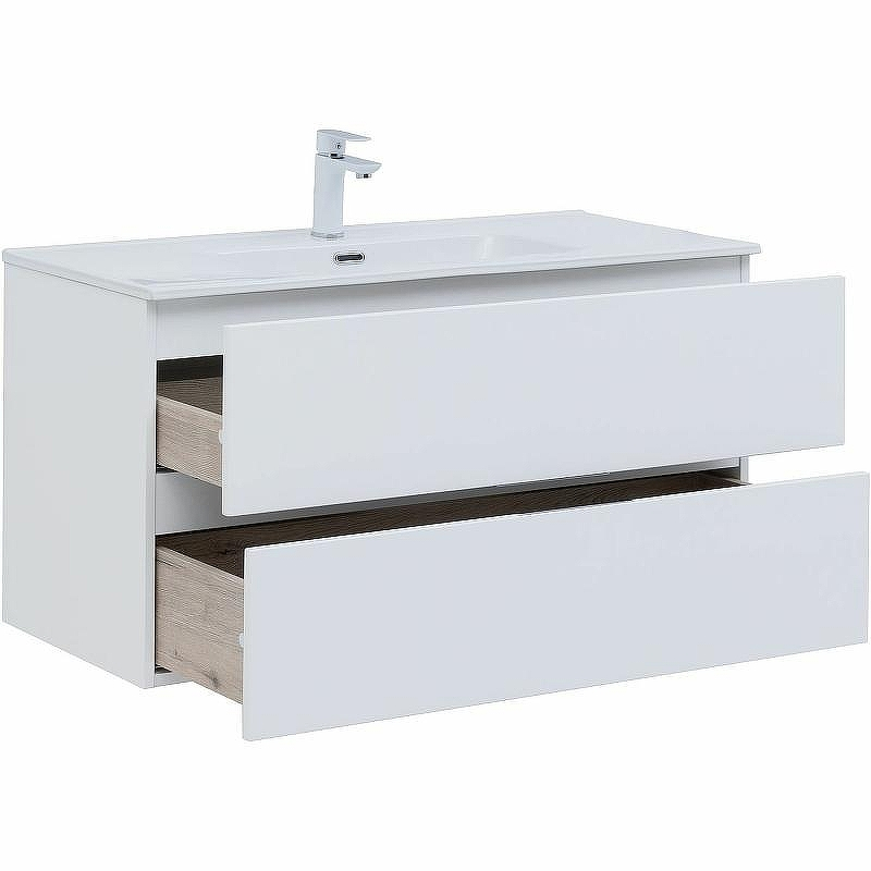 Комплект мебели для ванной Aquanet Алвита New 100 274205 подвесной Белый матовый, купить, цена, заказать, магазин, доставка, скидка, промокод, купить, цена, заказать, магазин, доставка, скидка, промокод