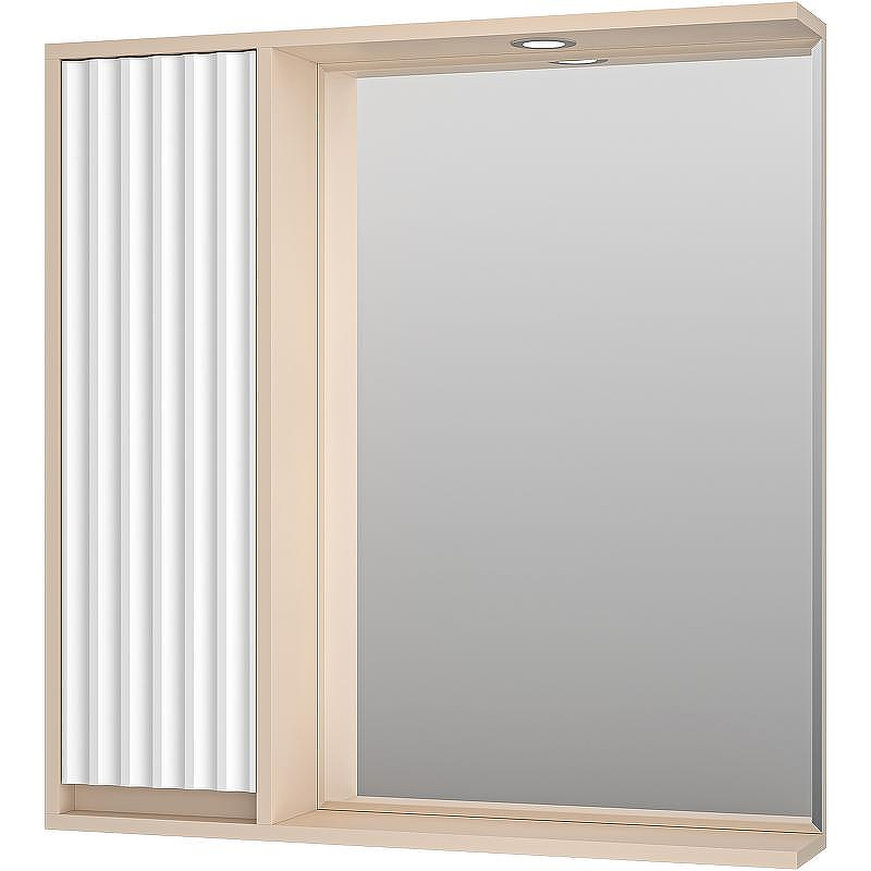 Зеркало со шкафом Brevita Balaton 80 L BAL-04080-03-01Л с подсветкой Белое матовое Бежевое матовое, купить, цена, заказать, магазин, доставка, скидка, промокод, купить, цена, заказать, магазин, доставка, скидка, промокод