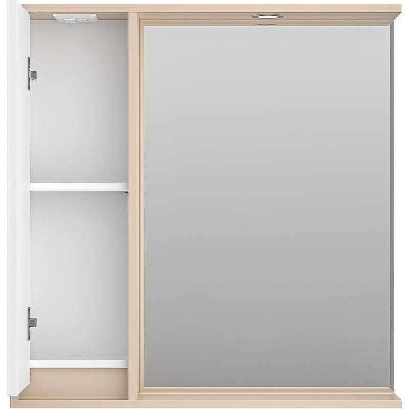 Зеркало со шкафом Brevita Balaton 80 L BAL-04080-03-01Л с подсветкой Белое матовое Бежевое матовое, купить, цена, заказать, магазин, доставка, скидка, промокод, купить, цена, заказать, магазин, доставка, скидка, промокод