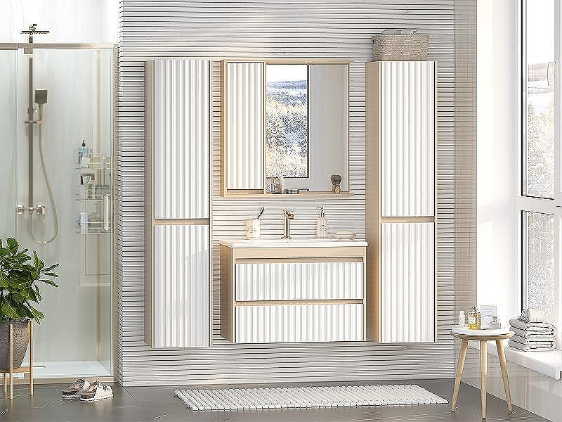 Зеркало со шкафом Brevita Balaton 80 L BAL-04080-03-01Л с подсветкой Белое матовое Бежевое матовое, купить, цена, заказать, магазин, доставка, скидка, промокод, купить, цена, заказать, магазин, доставка, скидка, промокод