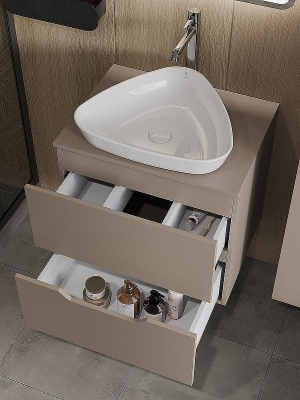 Тумба с раковиной Orange Line 60 Li-60TuLMDF+B07-500W подвесная Латте матовый