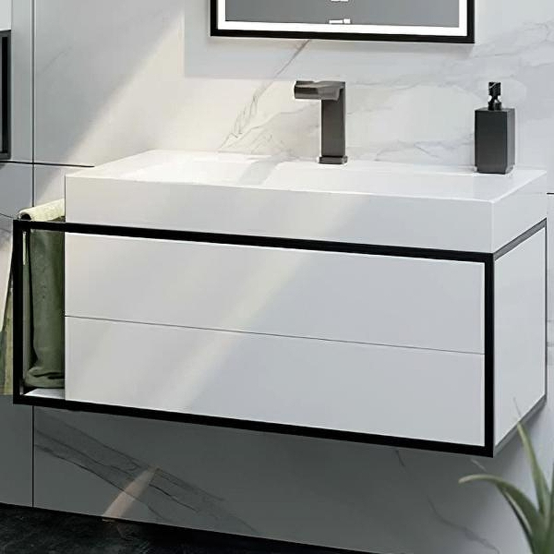 Тумба под раковину Clarberg Logic 100 R LOG0110R подвесная Белая, купить, цена, заказать, магазин, доставка, скидка, промокод, купить, цена, заказать, магазин, доставка, скидка, промокод