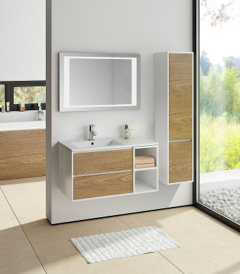 Тумба с раковиной SanVit Мэри-4 90 L kmery904 с фактурой под дерево подвесная Кедр