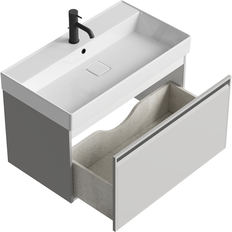 Тумба под раковину Aqwella Pure 80 PUR0108WM подвесная Белая матовая, купить, цена, заказать, магазин, доставка, скидка, промокод, купить, цена, заказать, магазин, доставка, скидка, промокод