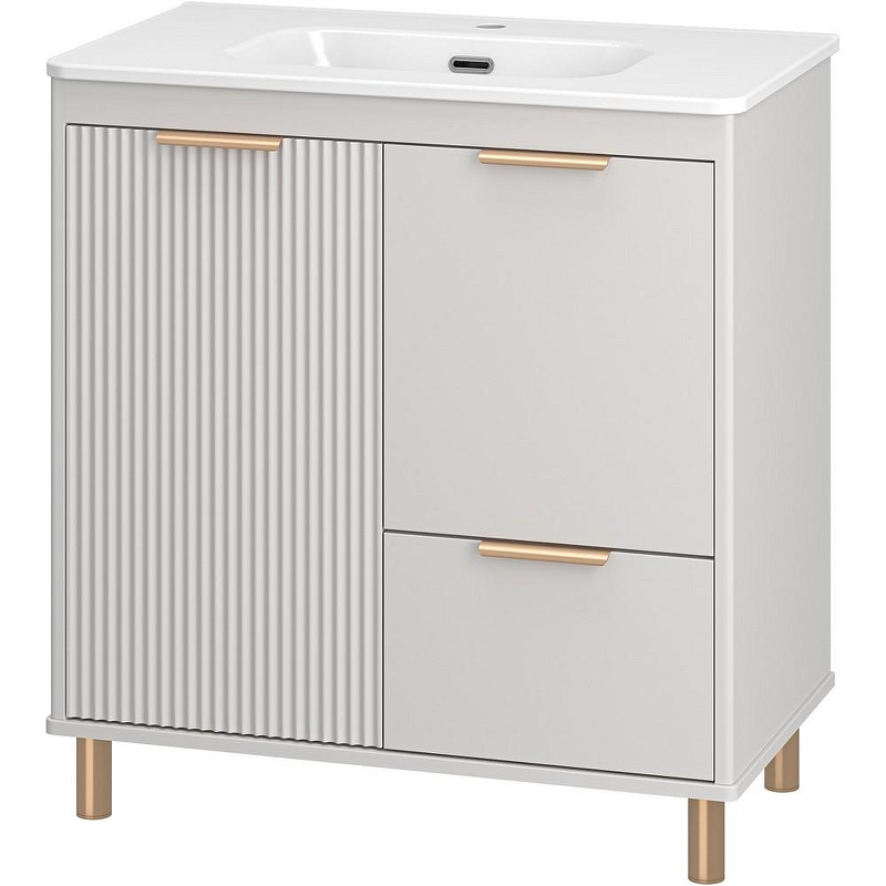 Тумба с раковиной Brevita Risacca Crema 80 УТ000025680 Серая матовая, купить, цена, заказать, магазин, доставка, скидка, промокод, купить, цена, заказать, магазин, доставка, скидка, промокод