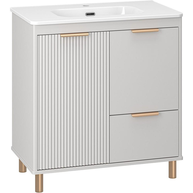 Тумба с раковиной Brevita Risacca Crema 80 УТ000025680 Серая матовая, купить, цена, заказать, магазин, доставка, скидка, промокод, купить, цена, заказать, магазин, доставка, скидка, промокод