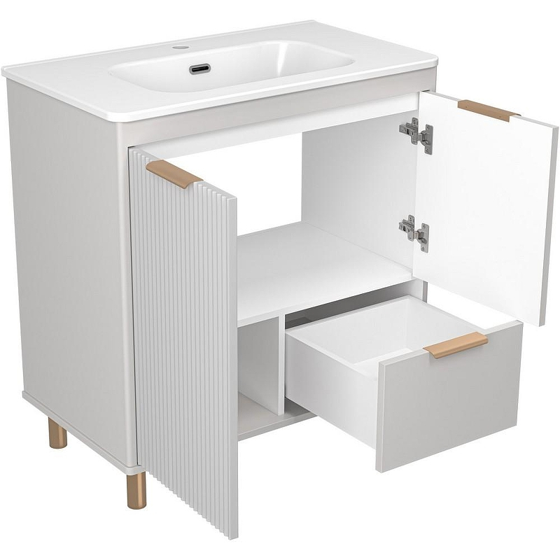 Тумба с раковиной Brevita Risacca Crema 80 УТ000025680 Серая матовая, купить, цена, заказать, магазин, доставка, скидка, промокод, купить, цена, заказать, магазин, доставка, скидка, промокод