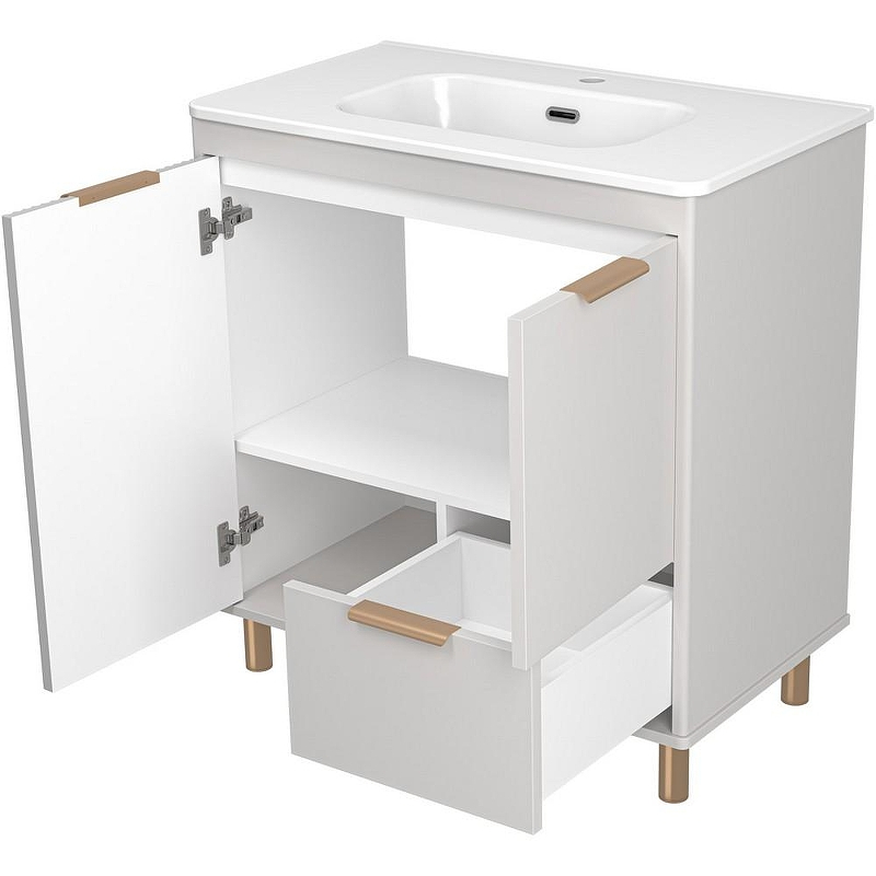 Тумба с раковиной Brevita Risacca Crema 80 УТ000025680 Серая матовая, купить, цена, заказать, магазин, доставка, скидка, промокод, купить, цена, заказать, магазин, доставка, скидка, промокод